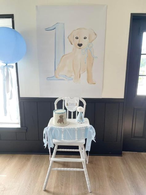 First Birthday Puppy Theme, Golden Retriever Birthday Party, Puppy Birthday Theme, Golden Retriever Birthday, Dog First Birthday, Boys First Birthday Cake, Puppy Birthday Parties, Baby Boy 1st Birthday Party, Boy Birthday Party Themes