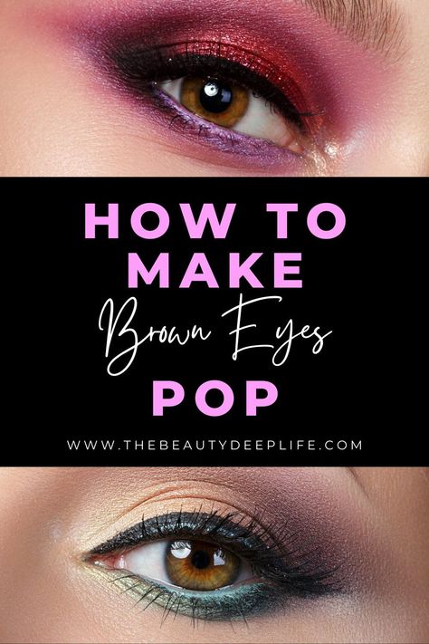 Are you looking for some ideas on how to make your brown eyes pop? Use our guide on the best makeup for brown eyes and find out which colors will look best with your eye color. This post also has essential eye makeup tips & the 27 most beautiful eyeshadow looks for you to experiment with and that are certain to give you loads of inspiration! Find a look for every occasion that's flattering for your lovely brown eyes! Bright Eye Shadow For Brown Eyes, Best Eyeshadow Looks For Brown Eyes, Color Eye Makeup For Brown Eyes, Pink Eye Shadow Brown Eyes, Summer Eye Makeup Looks For Brown Eyes, Pink Eyeshadow Looks For Brown Eyes, Matching Makeup To Outfit, Simple Eyeshadow For Brown Eyes, Colorful Eye Makeup Brown Eyes