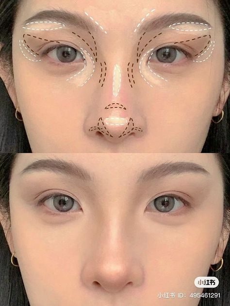 Douyin Eyes, Teknik Makeup, Asian Makeup Tutorials, Nose Contour, Membentuk Alis, Nose Makeup, Subtle Makeup, Doll Eye Makeup, Makeup Artist Tips