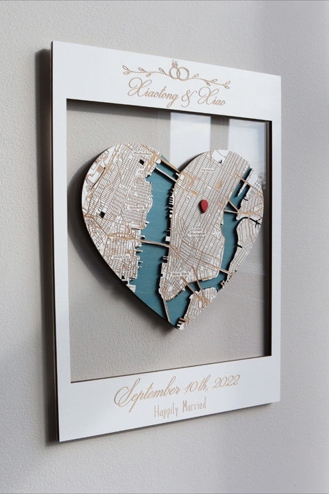 This framed wood wall map, customizable to any location of significance, is the perfect wedding or anniversary gift. Imagine a special location pinned on this intricately designed map—a place where hearts intertwined and vows were exchanged. Ideal for engagements, weddings, or to commemorate anniversaries, this unique piece serves as a timeless reminder of the love that binds two souls. Personalized Wedding Gifts For Couple, Hearts Intertwined, Pop Up Frame, Car Guy Gifts, Grave Decorations, Map Pictures, Map Wall Decor, Wedding Map, Wall Map