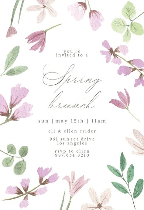 Spring Party Invite, Lunch Invitation Template, Lunch Invitation, Hosting Brunch, Strawberry Shortcake Party, Greetings Island, Spring Brunch, Party Invite Design, Birthday Brunch