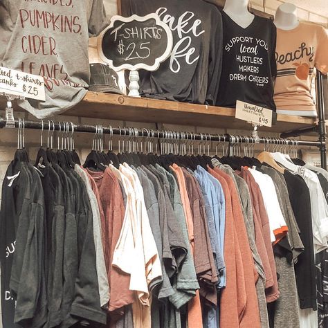 Don’t forget about our new clothing room! Its completely stocked with all the new fall clothing!! So many cozy sweaters, jeans, and pretty shirts! Come grab them !! . . . . . #baycreekandco #farmhouseboutique #magnoliamarket #fleamarketfinds #vignette #homegoods #homedecor #hearthandhome #interiordesign #farmhousestyle #cottagestyle #salvage #countrystyle #picking #fixerupper #hgtv #puremichigan #shoplocal #createbeauty #supportthemakers Graphic Tee Display Boutique, Clothing Boutique Decor, Clothing Room, Boutique Decor, Magnolia Market, Pretty Shirts, Fall Clothing, Store Ideas, Hearth And Home