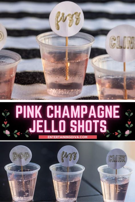 Pretty Pink Champagne Jello Shots Champagne Jello Shots Recipe, Pink Jello, Blue Hawaiian Jello Shots, Pina Colada Jello Shots, Champagne Jello, Types Of Champagne, Champagne Jelly, Champagne Jello Shots, Best Jello Shots