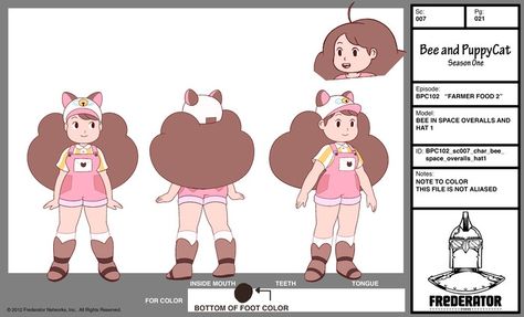 Bee And Puppy Cat Outfits, Bee And Puppycat Model Sheet, Bee Outfits Bee And Puppycat, Bee And Puppycat Sweater, Bee And Puppycat Clothes, Bee And Puppycat Character Design, Character Turnaround, Bee And Puppycat, Character Model Sheet