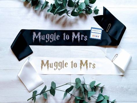 22 Magical Harry Potter Wedding Ideas to Include In Your Big Day Muggle To Mrs, Harry Potter Bachelorette Party, Harry Potter Bachelorette, Harry Potter Bridal Shower, Bachelorette Party Sash, Bachelorette Party Accessories, Harry Potter Wedding Theme, Bachelorette Sash, Bride To Be Sash