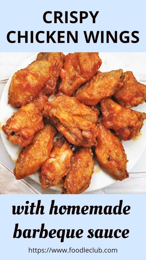 These crispy chicken wings are oven-baked for extra crunch with less oil. Then they are smothered in a tangy homemade barbeque sauce for a real flavour feast. Serve them as a party snack, or even eat them as a quick and easy supper with a side salad and crusty bread. #foodleclub #homemade #crispychickenwings #chickewings #barbequesauce Quick And Easy Supper, Breaded Wings, Homemade Barbeque Sauce, Easy Suppers, Awesome Chicken, Wings Recipes, Baked Chicken Wings Oven, Crispy Oven Baked Chicken, Poultry Dishes