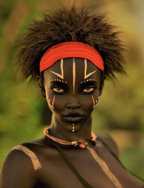 African Face Paint, African Makeup, Afrocentric Art, Face Painting Designs, African People, Afro Art, Fantasy Makeup, African Beauty, Creative Makeup