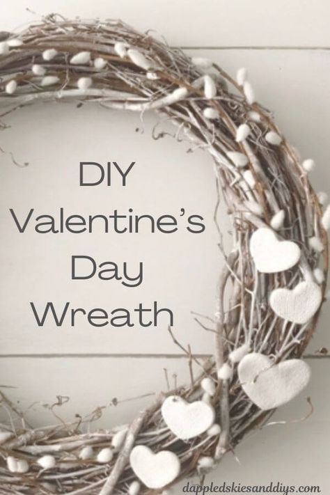 Valentine’s Day Wreath Diy, Farmhouse Valentine Decor Diy, Neutral Valentines Day Decor, Neutral Valentines Decor, Heart Wreath Diy, February Decor, Valentines Handmade, Rustic Valentine Decor, Hearts Crafts