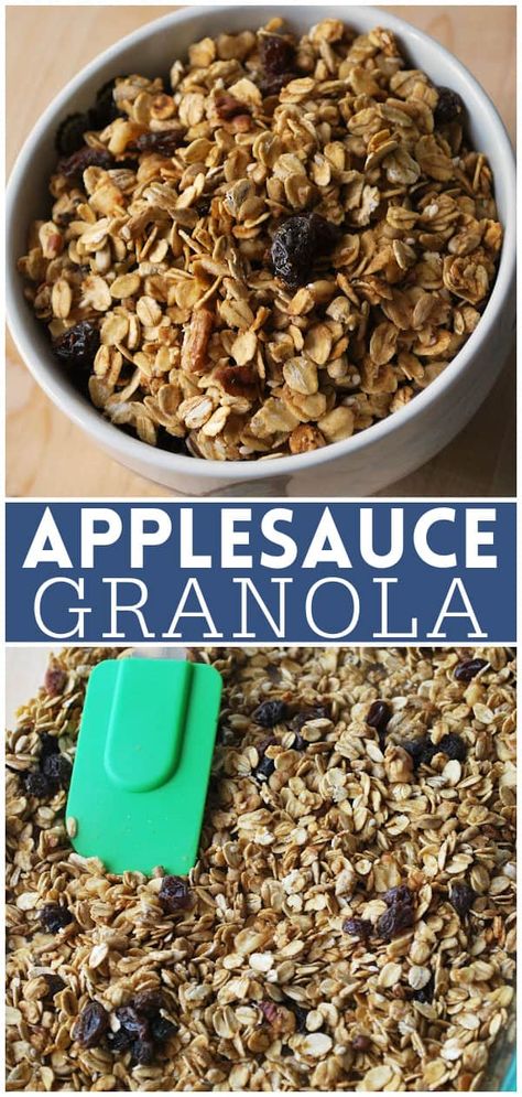 Applesauce Granola, Applesauce Instead Of Oil, Healthy Applesauce, Crunchy Granola, Granola Healthy, Fruit Breakfast, Delicious Breakfast Recipes, Best Breakfast Recipes, Granola Recipes