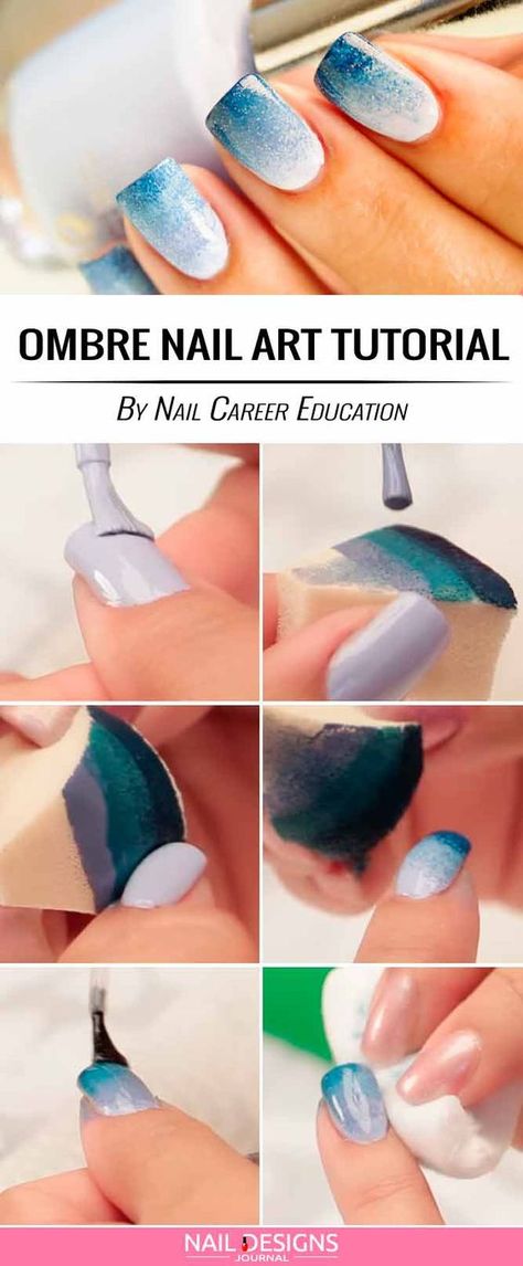 30 Ombre Nail Art Tutorial, Ombre Nail Diy, Nail Designs Easy Diy, Diy Nails Easy, Ombre Nail Art, Easy Nail Designs, Ombre Nail Art Designs, Season Nails, Marble Nail