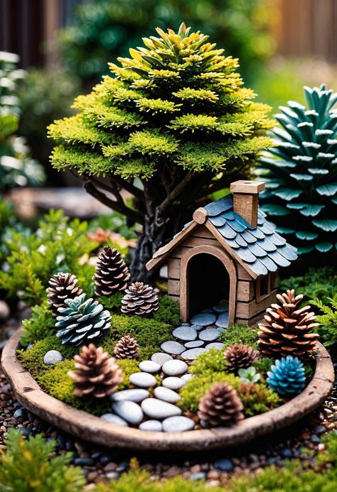 Clay Competition, Miniature Gardens Design Ideas, Plant Pot Painting Ideas, Mini Plants Diy, Plant Pot Painting, Gardens Design Ideas, Bonsai Landscape, Best Terrarium Plants, Pot Painting Ideas