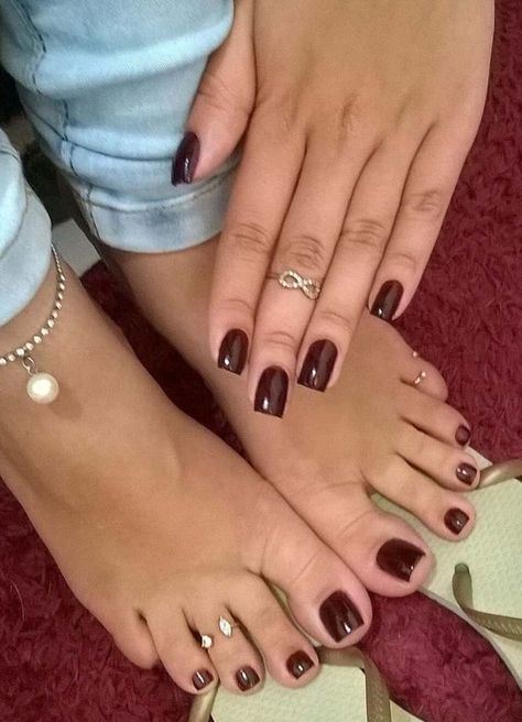 Nails Matching, Acrylic Toes, Cute Toe Nails, Brown Nails, Manicure E Pedicure, Nail Polishes, Cute Acrylic Nails, French Manicure, Love Nails