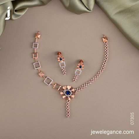 Wear your best wherever you go... . Search for the Product Code '07305' on www.jewelegance.com . #myjewelegance #jewelegance #necklaceset #gemstonenecklaceset #necklaceaddict #necklacefashion #necklacestatement #necklaceshop #jewelryaddict #gemstonejewellery Rose Gold Necklace Set, Modern Gold Jewelry, Diamond Jewelry Store, Diamond Necklace Designs, Jewellery For Women, Gold Chain With Pendant, Jewellery Store, Gold Diamond Jewelry, Gemstone Jewellery