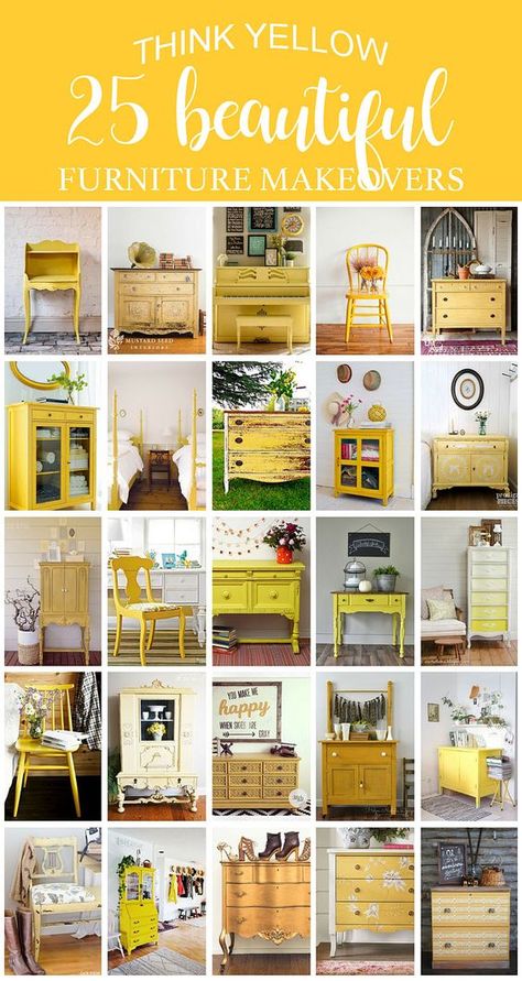 Think Yellow | 25 Beautiful Furniture Makeovers - Salvaged Inspirations Yellow Painted Furniture, Painting Kids Furniture, Salvaged Inspirations, Rustic Bedroom Furniture, Bedroom Furniture Layout, Diy Kids Furniture, Yellow Furniture, Grey Bedroom Furniture, Kids' Furniture