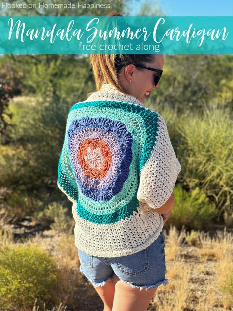 Summer Bolero, Bolero Crochet, Mandala Crochet, Cocoon Sweater, Summer Yarn, Crochet Sweaters, Crochet Bolero, Tie Pattern, Summer Cardigan