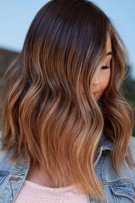 15 Stunning Examples of Melted Caramel Hair To Bring to Your Colorist This Fall | This color melt by stylist Amanda Leaman is just the muted wash of color any low-maintenance brunette will love. #southernliving #haircolor #hairstyle Caramel Balayage Bob, Melted Caramel, Color Melting Hair, Southern Hair, Root Melt, Shag Cut, How To Melt Caramel, Balayage Bob, Color Melt