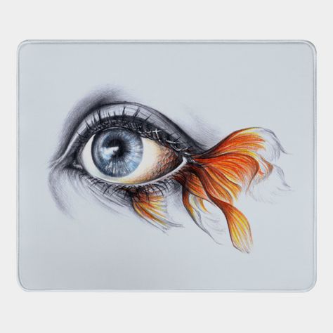 Surrealism Drawing, Fish Drawings, Small Canvas Art, Fish Tail, Graphite Drawings, Art Drawings Sketches Creative, Eye Art, Art Drawings Sketches Simple, Art Inspiration Drawing