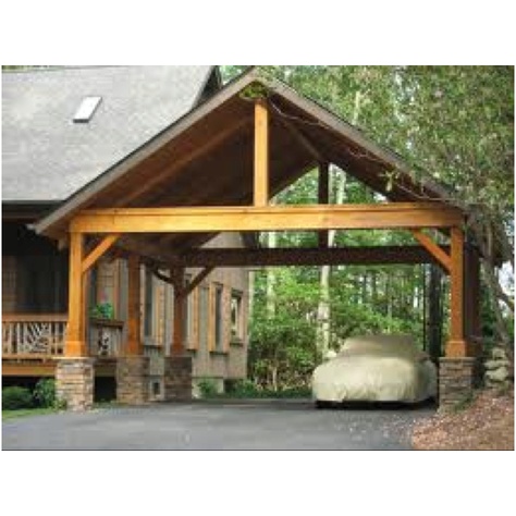 Carport en bois https://www.chaletdejardin.fr/carport/ Carport Addition, Wooden Carports, Carport Kits, Carport Sheds, Carport Plans, Free Building Plans, Living Pool, Build Your Own Shed, Roof Ideas