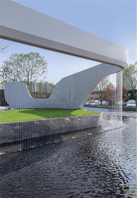 Waterscape Design, Fountain Sculpture, Water Fountain Design, Water Architecture, Water Curtain, Water Feature Wall, Pool Water Features, Fountain Design, Waterfall Design