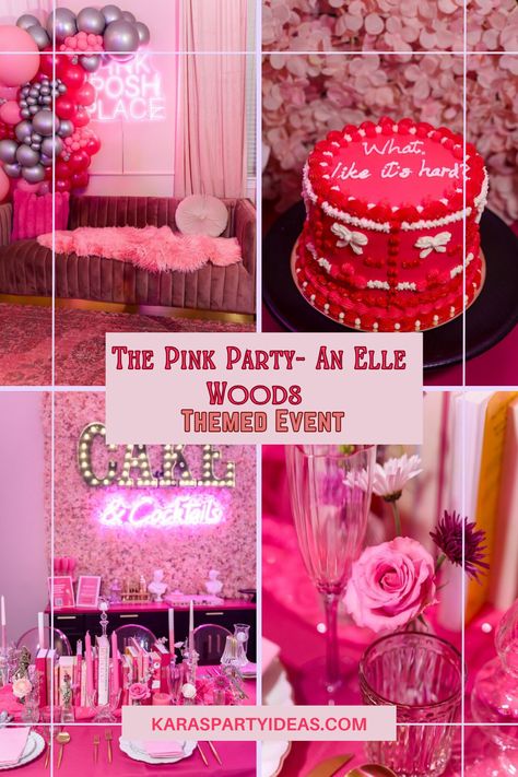 Bend and snap is all you have to do to see The Pink Party- An Elle Woods Themed Event submitted by Michelle Hanna of The Content Social, out of Eureka! Legally Blonde Food Ideas, Legally Blonde Party Food, Elle Woods Graduation Party, Legally Blonde Birthday Party, Legally Blonde Party Theme, Legally Blonde Party, Pink Flower Backdrop, Pink Table Settings, Pink Party Theme