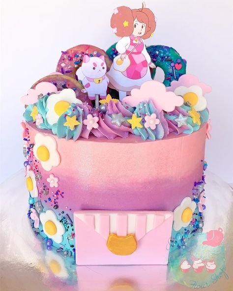 Bee And Puppycat Cake, Bee And Puppycat Food, Bee And Puppycat Birthday, Universe Cake Ideas, Steven Universe Cake, Universe Cake, Steven Universe Birthday, Bee And Puppycat Aesthetic, Bee Puppycat