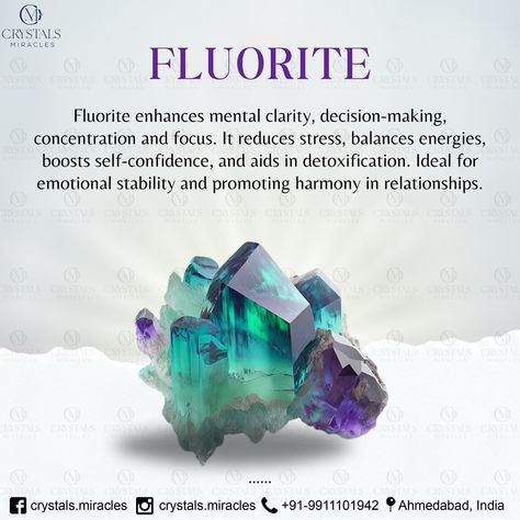 Fluorite Crystal: The Stone of Clarity 1) Mental Clarity: Fluorite enhances mental clarity and focus, making it ideal for students and professionals. 2) Emotional Balance: It stabilizes emotions and promotes calmness. 3) Spiritual Growth: Aids in spiritual development and higher consciousness. 4) Protection: Protects against negative energies and electromagnetic pollution. 5) Improved Concentration: Fluorite boosts concentration, helping you stay focused on tasks and improve productivity... Health Business, Improve Productivity, Mental Clarity, Fluorite Crystal, Spiritual Development, Holistic Health, Spiritual Growth, Spirituality, Crystals