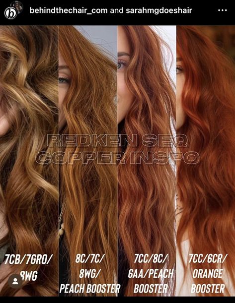 Shades Eq Copper, Red Hair Formulas, Redken Formulas, Hair Formulas, Copper Blonde Hair, Red Copper Hair Color, Cowboy Copper, Redken Hair Color, Color Formulas