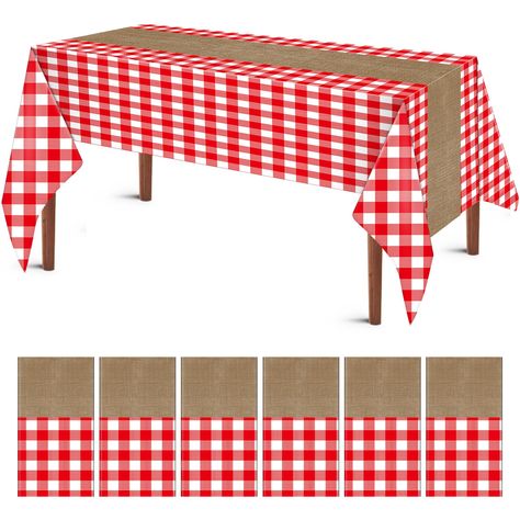 PRICES MAY VARY. Meet Your Usage Needs: there are 6 pieces of picnic table covers, the quantity is sufficient to meet your daily and party usage and replacement needs, you can also share them with others Use with Confidence: the picnic tablecloth is made of quality plastic material, waterproof and oil proof, thick and reliable, will not easy to break or fade, which can serve you for a long time, you can use with confidence Novel and Elegant Design: the plastic tablecloth adopts red and white che Rustic Picnic Table Decor, Outdoor Picnic Decor, Bbq Theme Party Decorations, Gingham Party Decor, Red Gingham Party Decor, Red Gingham Picnic Party, I Do Bbq Decorations, Red Gingham Party Decor Picnic Theme, Baby B Q Shower Bbq Party