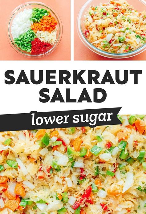 Saurkraut Salad Recipes, Saurkraut Recipes Healthy, Kraut Salad Recipe, Sauerkraut Slaw, Sauerkraut Salad Recipes, Sour Kraut Recipes Meals, Sauerkraut Salad, Saurkraut Recipes Meals, Recipes Using Sauerkraut