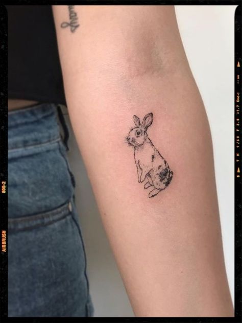 Easter Tattoo Pet Rabbit Tattoo Ideas, Bunny Tattoo Memorial, Rabbit Tattoo Placement, Pet Memorial Tattoo Rabbit, Realistic Bunny Tattoo, Rabbit Fine Line Tattoo, Stuffed Rabbit Tattoo, Bunny Tattoo Aesthetic, Pet Rabbit Tattoo