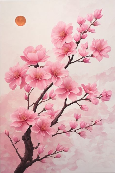 Botanical Journal, Floral Art Paintings, Cherry Blossoms Illustration, Japan Painting, Fabric Paint Designs, Cherry Blossom Branch, Cherry Blossom Art, Sakura Cherry Blossom, Japanese Cherry Blossom