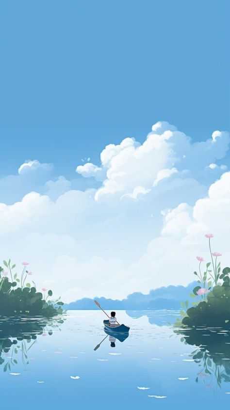 Iphone Blue, 동화 삽화, Minimal Wallpaper, Cute Emoji Wallpaper, Anime Backgrounds Wallpapers, Cute Patterns Wallpaper, Landscape Illustration, Homescreen Wallpaper, Dreamy Art