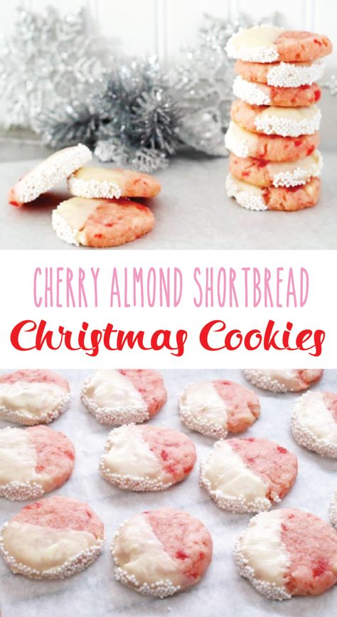 Cherry Almond Shortbread Cookies | Perfect Christmas Cookies! Cherry Almond Shortbread, Blta Chicken Salad, Chicken Salad Lettuce Wraps, Almond Shortbread, Chicken Salad Lettuce, Almond Shortbread Cookies, Fat Food, Amazing Cookies, Salad Lettuce