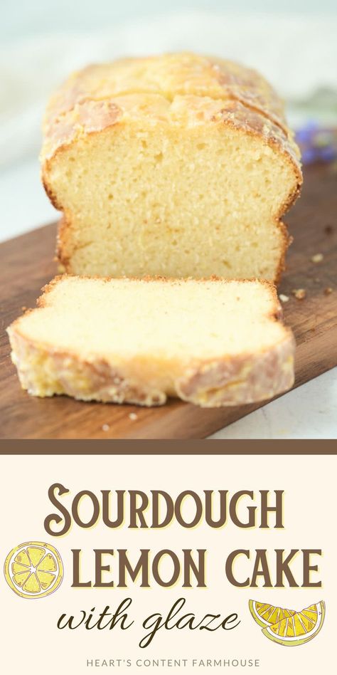 Don't discard that sourdough starter! Here's a delicious recipe for a lemon cake that will show you just how versatile your sourdough starter can be. This light and fluffy cake is perfect as a breakfast, snack, or dessert. Top with a sweet glaze for an extra special touch. Sourdough Starter Cake Recipes, Sourdough Lemon Bundt Cake, Sandwich Bread Scoring, How To Bake With Sourdough Starter, Sourdough Discard Lemon Cake, Well Made By Kiley, Simplicity And A Starter, Sourdough Discard Apple Cake, Sourdough Pastry Dough