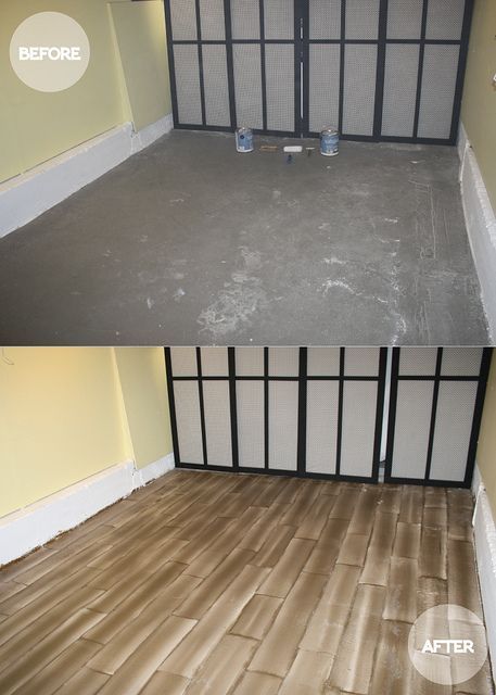 faux wood floors. great idea for a cement-floored basement. Faux Wood Floors, Painted Cement Floors, Painting Basement Floors, Faux Wood Flooring, Painted Concrete Floors, Porch Flooring, Cement Floor, Basement Flooring, Diy Flooring