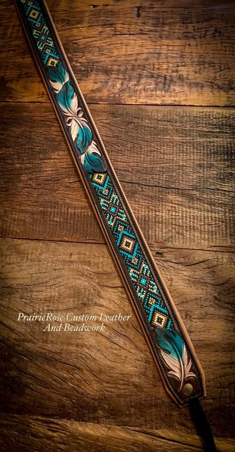 Western Leather Belt Designs, Native American Belt, Leather Belt Patterns Aztec, Western Beaded Belts, Leather Beaded Belt, Beaded Leather Belts Native American, Diy Leather Belt, Beaded Belts Patterns, Custom Leather Work