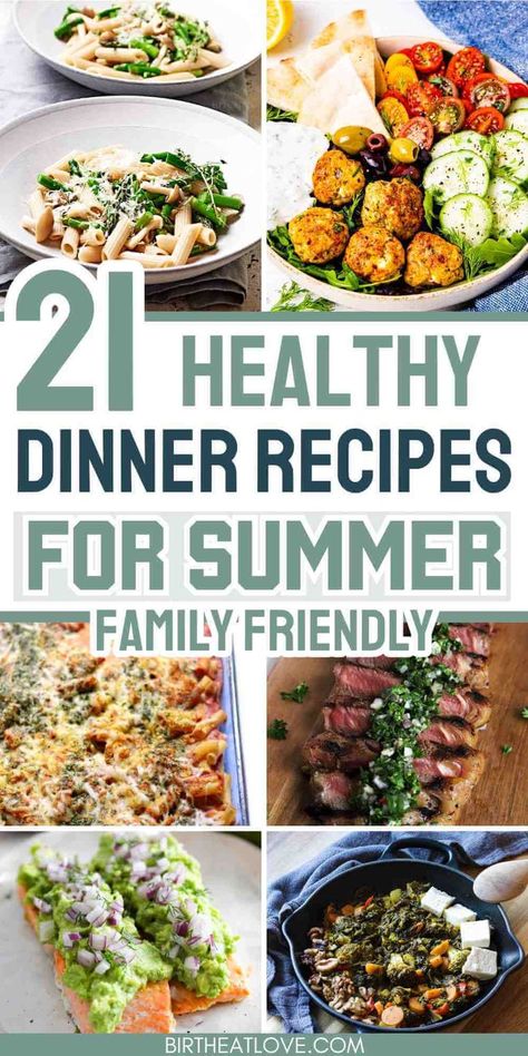 Looking for healthy summer dinner ideas? These Summer dinner recipes are perfect for your family on hot days - light, refreshing and quick and easy to make. You'll love these healthy dinner recipes for Summer clean eating. Includes clean dinners with chicken, salmon, and beef, plus vegan dinner ideas too. Check out these Summer meal ideas! Healthy Summer Dinner Ideas Clean Eating, Healthy Dinners Summer, Filling Healthy Dinners, Dinner Ideas Not Chicken, Heart Healthy Summer Meals, Healthy Dinner For 2 Clean Eating, Summer Food Dinner Main Dishes, Easy Summer Chicken Recipes Dinners, Clean Summer Recipes