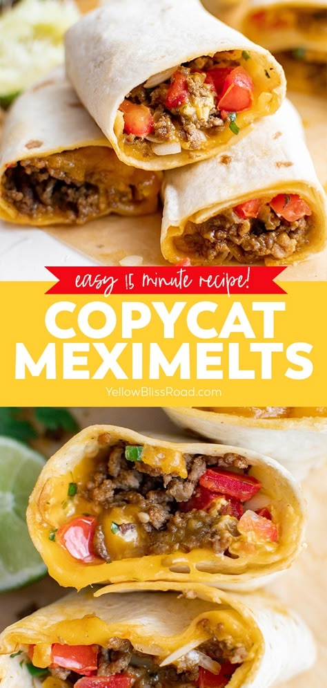 Beef Meximelt Recipe (taco Bell Copycat), Copycat Recipes Taco Bell, Meximelts Recipe, Copycat Taco Bell Meat, Tacobell Copycat Recipes, Beef Meximelt, Taco Bells, Taco Bell Copycat, Leftover Taco Meat