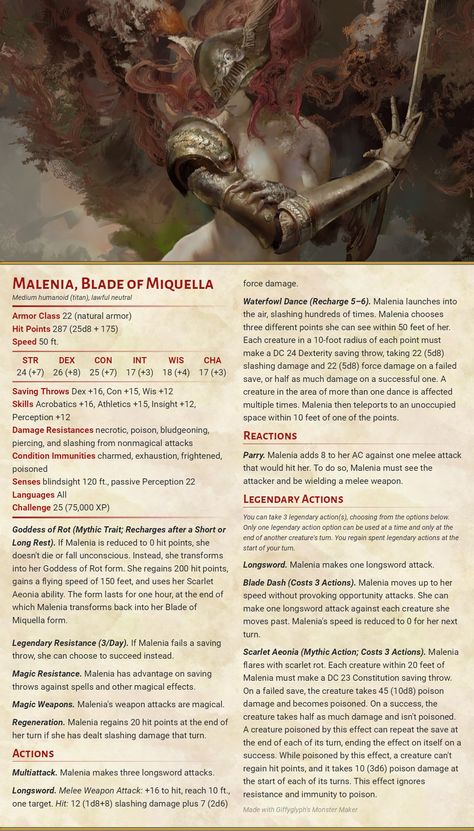 Dnd Bosses Homebrew, Dnd Boss Stat Block, Dnd God Stat Block, Curse Of Strahd Homebrew, Dnd Boss Stats, Dnd Bbeg Stat Block, Bbeg Ideas Dnd, Dnd Elden Ring, Elden Ring Dnd Homebrew