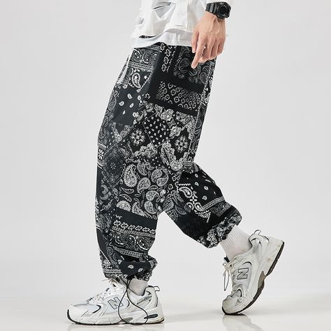 Fashion Sweatpants With Cool Printed - Alternative Style   Black and white always go so well with each other, especially in fun creative prints just like these sweatpants have! Loose regular pants with mid-waist and full length will accompany you through the most fun days and summer nights. Made of polyester, they're pleasant and comfortable to wear.   IMPORTANT  If applicable, please measure your body dimensions and carefully pick a suitable size according to the chart.   Brand Name: HARD'N'HEA Oversized Trousers, Fashion Sweatpants, Streetwear Sweatpants, Unique Pants, Pants Jogger, Mid Waist Pants, Casual Pants Style, Streetwear Male, Sweatpants Style