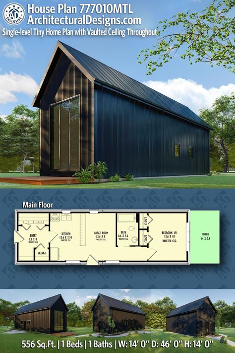 House Plan 777010MTL gives you 500 square feet of living space with 1 bedroom and 1 bath Tiny House Hawaii, Mobile Home Makeovers Single Wide, 2 40ft Container Home Plans, Folding Homes, Small Pole Barn Homes Simple, Post Beam House Plans, Triple Wide Modular Homes, Chinese Gazebo, Cheap Houses To Build