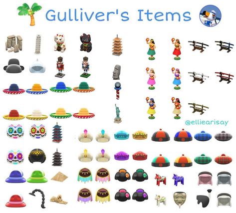 🎀 Ellie Crossing 🎀 on Instagram: “✨ All Gulliver's Items 🏝️ After you wake him up and help him, he will send you through your mail 1 of this 😁 . . . . . . . . . . .…” Acnh Tips, Animal Crossing Amiibo Cards, Nintendo Switch Animal Crossing, Fish Bait, Animal Crossing 3ds, Ac New Leaf, Butterfly Fish, Animal Crossing Funny, Animal Crossing Memes