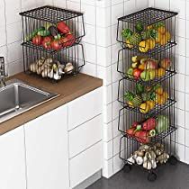 Kitchen Vegetable Storage, Rolling Pantry, Organiser Cucina, Metal Wire Basket, Pantry Closet, Vegetable Storage, Pantry Shelf, Wire Basket, Pantry Design