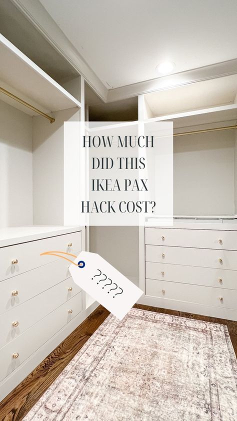 Lisa Chun | ✨ IKEA Pax Hack Budget Breakdown! ✨ The most frequently asked question… how much did the project actually cost?? I tallied everything up… | Instagram Walk In Closet Ikea, Pax Hack, Diy Walk In Closet, Ikea Closet Organizer, Ikea Pax Hack, Ikea Pax Closet, Pax Closet, Closet Redo, Closet Planning