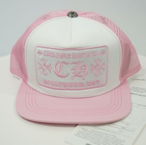 Chrome Hearts Trucker Hat Cap Pink BRAND NEW w/ RECEIPT / FREE SAME DAY SHIPPING Pink Chrome Hearts, Pink Tracksuit, Hat Aesthetic, Pink Chrome, Heart Clothes, Pink Vibes, Heart Chain, Pink Hat, Pink Brand