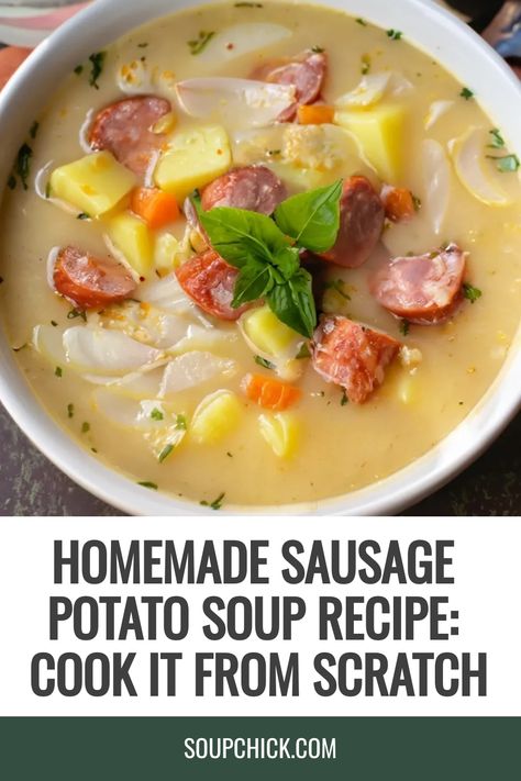 Sausage Potato Soup Recipe Cheesy Potato Sausage Soup, Sausage And Potatoes Soup, Polish Sausage And Potatoes, Potato Sausage Soup, Sausage Potato Soup, Potato Sausage, Sausage Potato, Sausage Potatoes, Parsley Potatoes