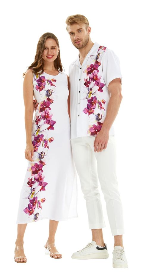 A Match Made in Paradise: Find the perfect matching outfits for your vacation, party, date night, and more! Couple Dresses, Watercolor Orchid, Girls Frocks, Stylish Baby Girls, Couple Matching Outfits, Vacation Clothes, Couple Set, Couple Dress