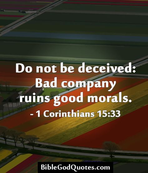 Do not be deceived: Bad company ruins good morals. - 1 Corinthians 15:33 Ophelia Hamlet, Morals Quotes, Biblical Times, Good Morals, Bad Company, Quotes God, God Quotes, Spiritual Inspiration, Verse Quotes