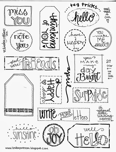 Tag Sketches, Journal Tickets, Fonts Doodle, 1st Of April, Lindsay Ostrom, Happy Birthday Doodles, Pretty Stickers, Illustrated Journal, Doodle Font