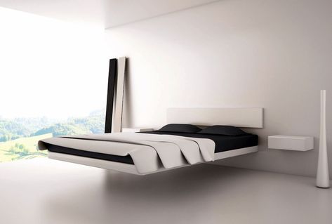 Floating Platform Bed, Beautiful Bed Designs, Platform Bed Designs, Bed Picture, Floating Bed Frame, Bed Platform, Floating Bed, Bed Design Modern, Casa Container